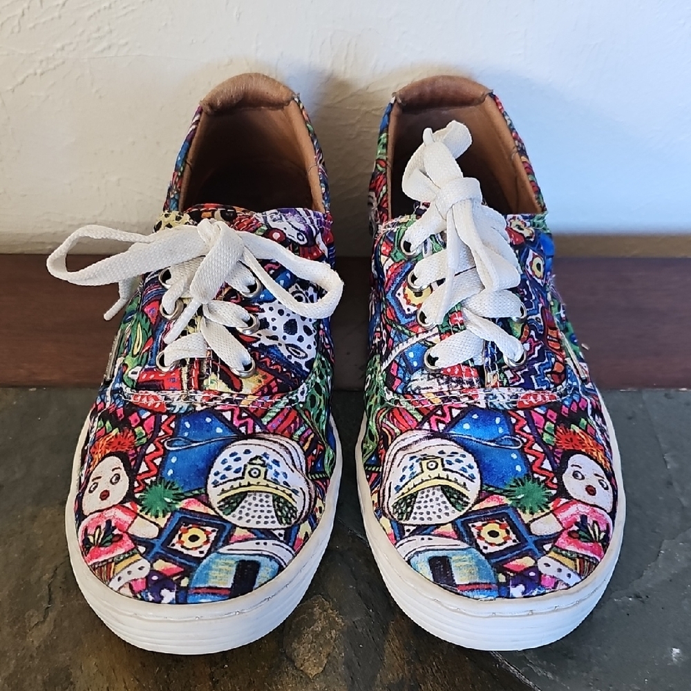 Paula Cuevas artsy colorful sneakers Size 38 printed lace up shoes sneakers - Picture 6 of 16